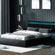 Queen Size Bed Frame LED Light Bedhead Gas Lift Base Storage PU Leather Black