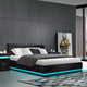 Queen Size Bed Frame RGB LED Gas Lift Base Storage PU Leather Black - Dodosales