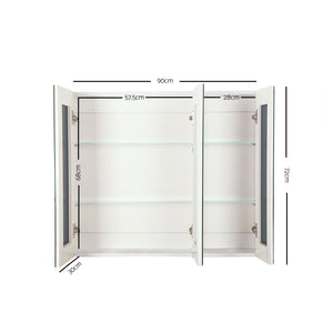 Wall Mounted Bathroom Full Mirror Cabinet Storage 3 Door Vanity Unit White - Dodosales
