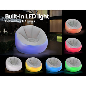 z Inflatable Seat Sofa LED Light Chair Outdoor Lounge Cruiser Poolside Indoor Outdoor - Dodosales