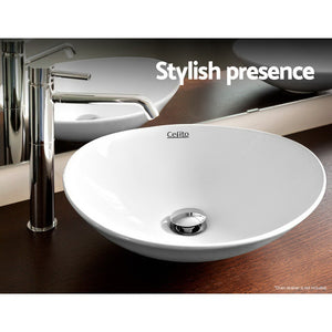 Bathroom Vanity Basin Oval Wash Bowl Sink Ceramic High Gloss - Dodosales