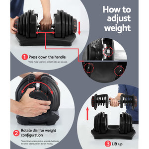 Adjustable Dumbbells Set Dumbbell Weight Plates Home Gym Exercise 40Kg - Dodosales