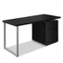 Work Desk Metal Legs With Cabinet 3 Drawers Student Office Table Workstation - Black