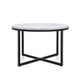 70cm Side Table Marble Effect Top Metal Legs Coffee Lamp Table Home Office - Dodosales