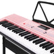 z 61 Key Lighted Electronic Piano Keyboard Organ LED Electric Holder Music Stand Pink - Dodosales