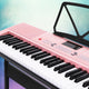 z 61 Key Lighted Electronic Piano Keyboard Organ LED Electric Holder Music Stand Pink - Dodosales