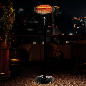 Outdoor Cafe Heater 2000w Electric Portable Patio Strip Heater Light Halogen - Black - Dodosales