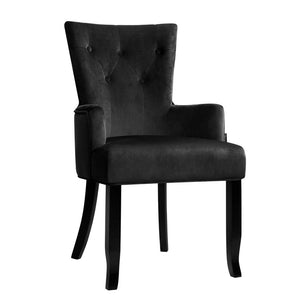 Black Dining Chair French Provincial Antique Style Tufted Button Design - Dodosales