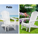 Wooden Outdoor Beach Chair Adirondack Style Armchair with Ottoman - White - Dodosales