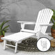 Wooden Outdoor Beach Chair Adirondack Style Armchair with Ottoman - White - Dodosales