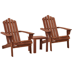 3PC Outdoor Setting Pool Chairs Table Wooden Adirondack Lounge Garden - Dodosales