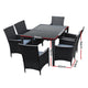 z 7pcs Outdoor Furniture Dining Setting Chair Table Rattan Glass Patio Set - Dodosales