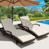 2x Outdoor Sun Lounge Chair with Cushion Sunbed Day Bed Lounger Brown