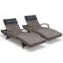 2x Sun Lounge Setting Chair Grey Wicker Day Bed Outdoor Garden Patio Sunbed