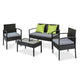 Outdoor 4 Piece Wicker Furniture Set Chair Sofa Table Patio Setting - Dodosales