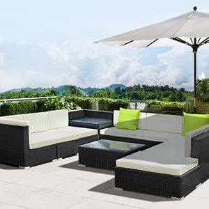 z 11 Pc Modular Outdoor Setting Sofa Lounge Set Patio Furniture Wicker Black Storage Cover - Dodosales
