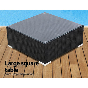 7 Pc Modular Outdoor Setting Sofa Lounge Set Patio Furniture Wicker Black Storage Cover - Dodosales