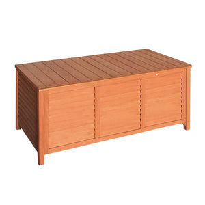 Outdoor Storage Box Fir Wood Bench Toy Tool Shed Chest Slat Design - Dodosales