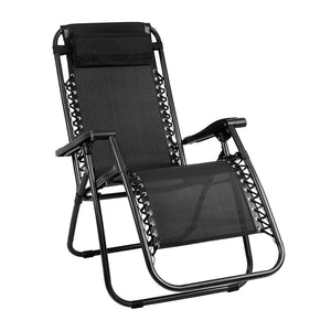 Black Outdoor Portable Recliner Banana Chair Pool Lounge Seating Zero Gravity Chair - Dodosales