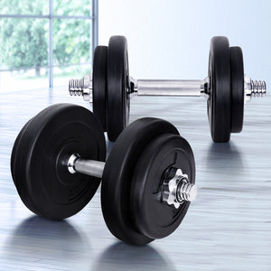 Dumbbells Set 20KG Weight Training Plates Home Gym Fitness Exercise Dumbbell - Dodosales