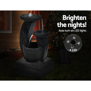 3 Level Solar Powered Water Feature Fountain with Lights Garden Ornament - Dodosales