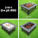 Outdoor Fire Pit BBQ Table Firepit Fireplace Barbeque Ice Pits Heater 3 IN 1