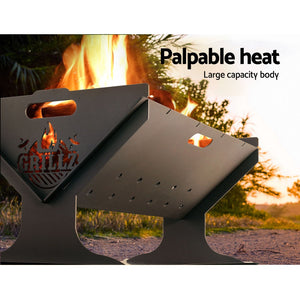 Fire Pit BBQ Outdoor Camping Portable Patio Heater Folding Steel - Dodosales
