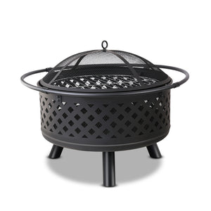 30 Inch Portable Outdoor Fire Pit BBQ  Fire Pit Heater - Black - Dodosales