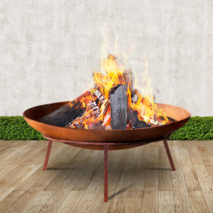 Iron Bowl Rustic Fire Pit Heater Charcoal Outdoor Patio Wood Fireplace Heating 60CM - Dodosales
