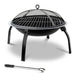 22 Inch Portable Outdoor Fire Pit BBQ  Fire Pit Heater Foldable - Black - Dodosales