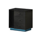 z Bedside Tables Side Table RGB LED 3 Drawers Nightstand High Gloss Black