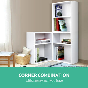 DIY Bookcase Multi Combination Unit Shelves 3 Pc Storage White - Dodosales