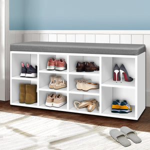 Hallway Bench Shoe Storage Stand Wooden Entryway Two Tone - Dodosales