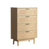 Chest of 4 Drawers Tallboy Cabinet Bedroom Storage Rattan Wood