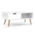 Wooden Scandinavian Look Coffee Table Storage Open Shelf Side White