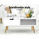 Wooden Scandinavian Look Coffee Table Storage Open Shelf Side White - Dodosales