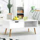 Wooden Scandinavian Look Coffee Table Storage Open Shelf Side White - Dodosales