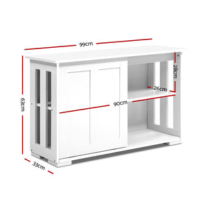 Buffet Sideboard Cabinet White Doors Storage Shelf Cupboard Hallway Table White - Dodosales