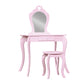 Kids Dressing Table Stool Set Mirror Drawer Children Vanity Makeup Pink - Dodosales
