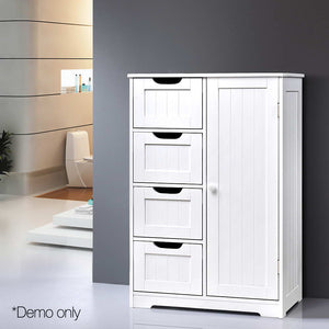 White Storage Drawers Cabinet Cupboard Shelves Kitchen Bathroom Unit Tallboy - Dodosales