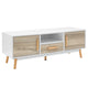 Two Tone Entertainment Unit TV Stand Cabinet Cupboard - White & Wood - Afterpay - Zip Pay - Dodosales -