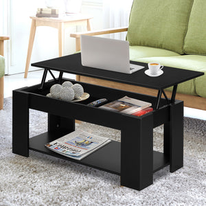 Coffee Table Lift Up Top Storage Side Table Furniture Lounge Black - Dodosales