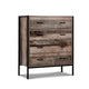 Industrial Rustic Look Chest of Drawers Tallboy Dresser Storage Cabinet 4 drawer - Dodosales