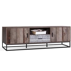 TV Stand Entertainment Unit Storage Cabinet Industrial Rustic Wooden 1.8M - Dodosales