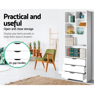 White Display Drawer Shelf Unit Cabinet Cupboard Storage Space Bookshelf - Dodosales