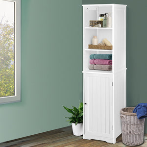Bathroom Tallboy Furniture Toilet Storage Cabinet Laundry Cupboard Tall Shelves White - Dodosales