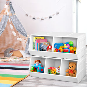 Kids Toy Storage Rack Toy Box Book Shelf Nursery Furniture White - Dodosales