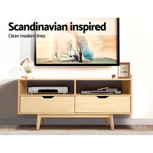 Scandinavian Look TV Cabinet Entertainment Unit Stand Wooden Storage 120cm - Dodosales