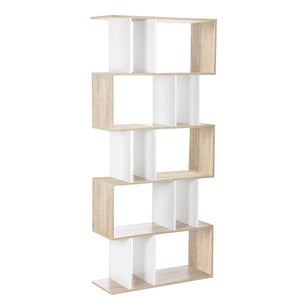 5 Tier Display Unit Book Storage Shelf Stand Bookshelf White Brown - Dodosales