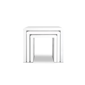 High Gloss White Set of 3 Nesting Tables Coffee Side Table - Dodosales